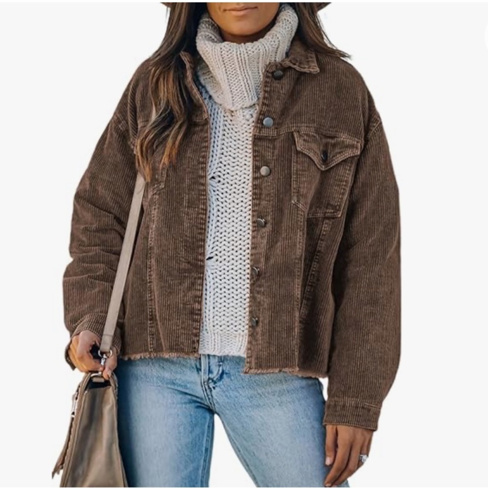 Dokotoo Amazon Dark Brown Corduroy Jacket, NWOT